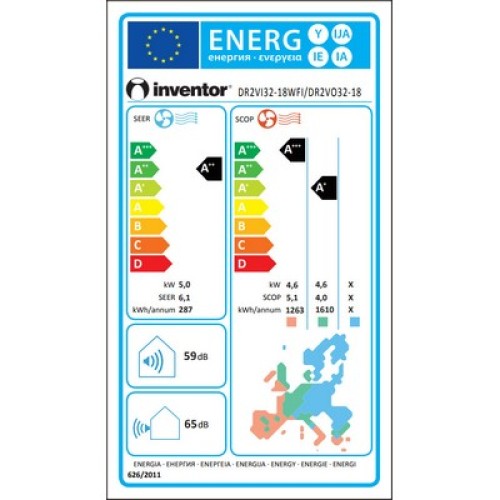 ΚΛΙΜΑΤΙΣΤΙΚΟ INVENTOR DR2VI32-18WFI/DR2VO32-18 DARK INVENTER 18000BTU R32 WIFI